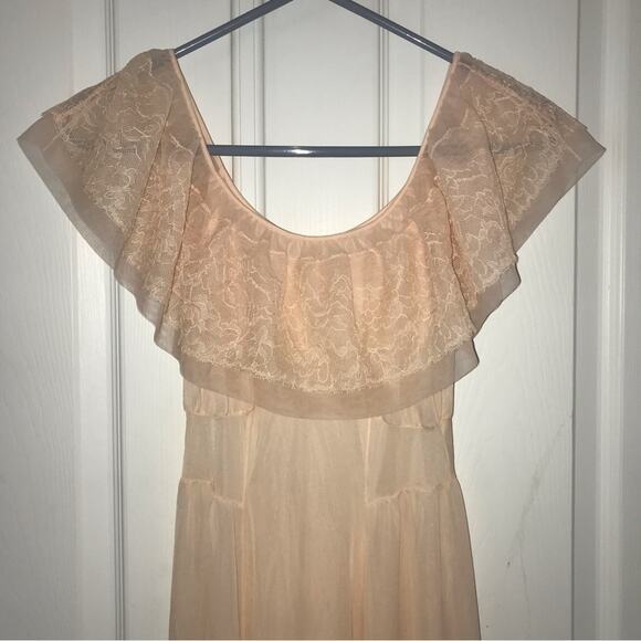 Vintage Van Raalte ‘50s sheer peach nightgown chemise size XS-S boudoir photos - Picture 7 of 9